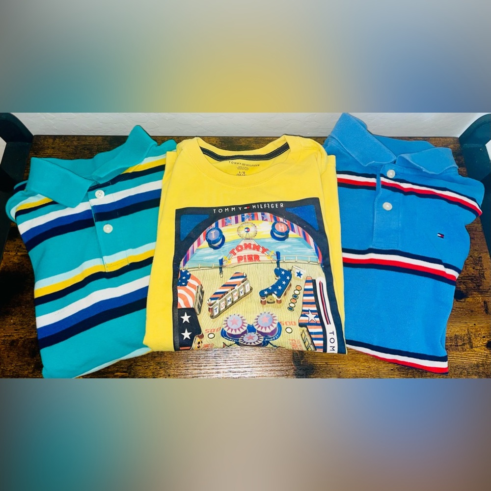 Lot Of 3 Tommy Hilfiger Boy’s Polo and T-Shirt Size L